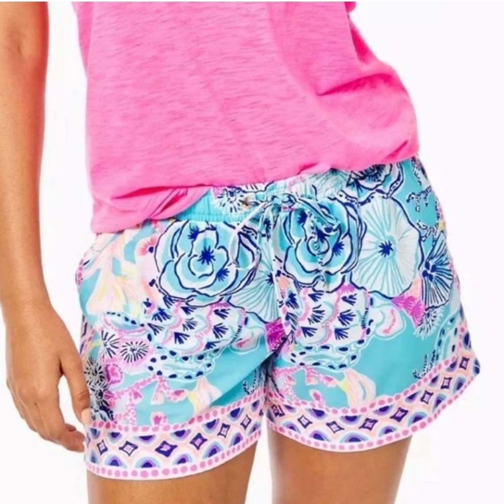Lilly Pulitzer Katia Shorts XXS Once Upon a Tide Print Tropical Coastal Resort